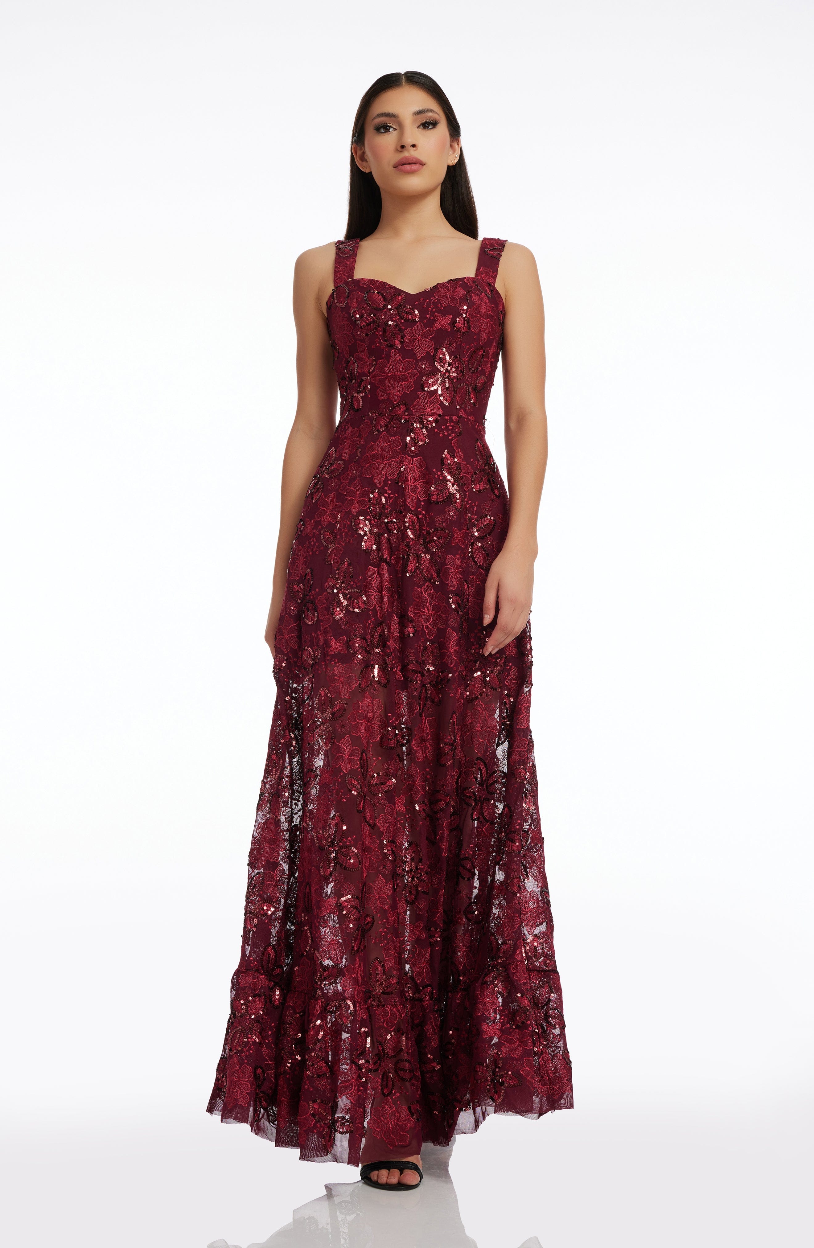 Anabel Sequin Embroidered Gown